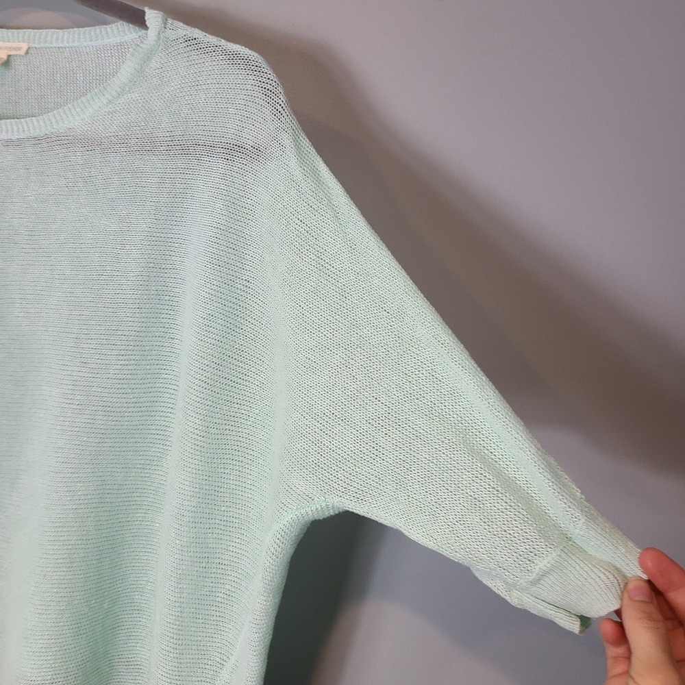 Eileen Fisher Linen Mint Green Sweater M Coastal Comfy Oversize Dolman Organic - Picture 2 of 5